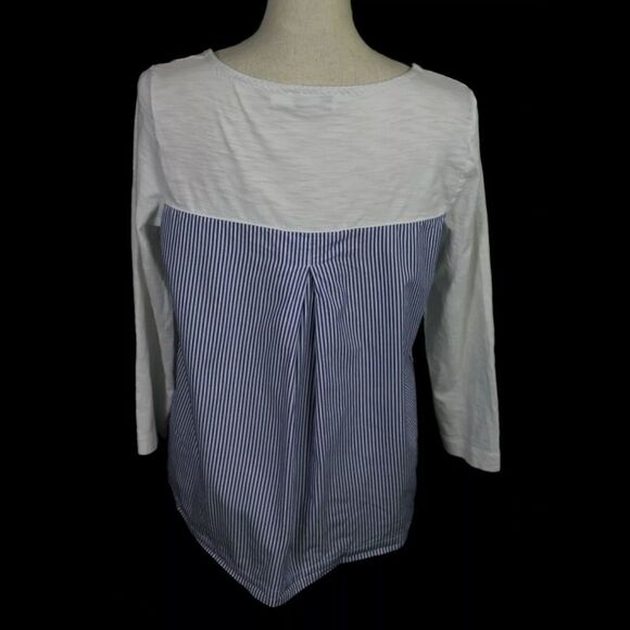 VINEYARD VINES BLOUSE SZ S WHITE FRONT BLUE STRIPE - Picture 3 of 10